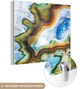 MuchoWow® Glasschilderij 90x90 cm - Schilderij acrylglas - Close-up structuur geode - Foto op glas - Schilderijen