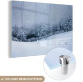 MuchoWow® Glasschilderij 30x20 cm - Schilderij acrylglas - Berg met sneeuw - Foto op glas - Schilderijen