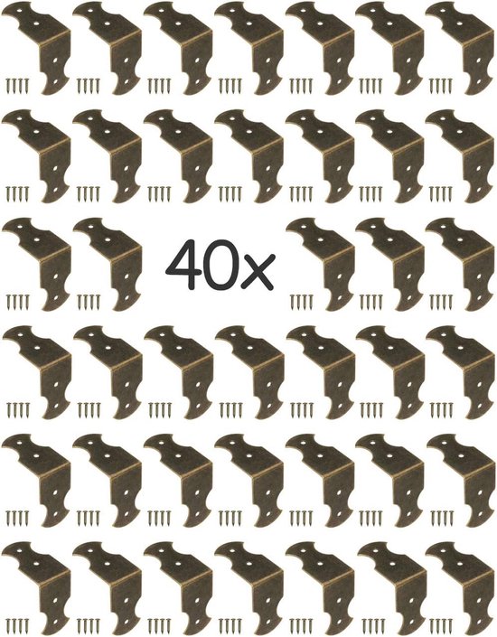 FUXXER 10x Winkel-Verbinder, Antik Vintage Messing Design für Möbel, 55 FUXXER 10x Winkel-Verbinder, Antik Vintage Messing Design für Möbel, 55