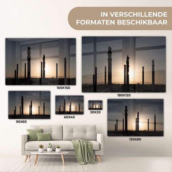 Silhouette de Persépolis perse en Iran Plexiglas 180x120 cm - Tirage photo sur Glas (décoration murale plexiglas) XXL / Groot format!