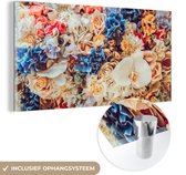 MuchoWow® Glasschilderij 40x20 cm - Schilderij acrylglas - Gekleurde bloemen - Foto op glas - Schilderijen