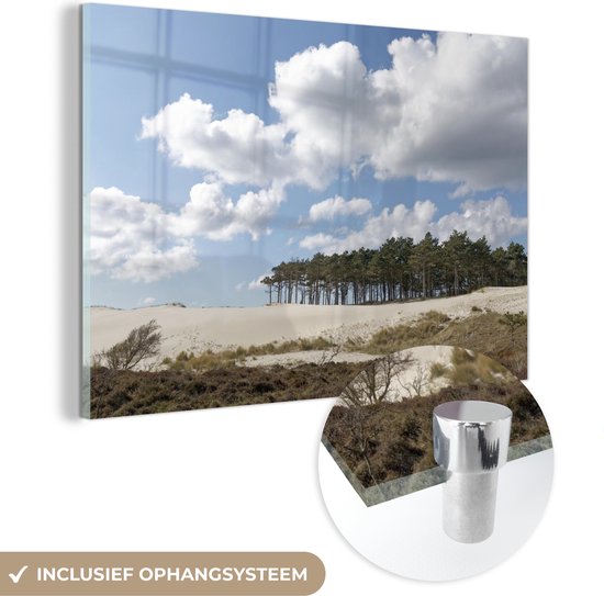 MuchoWow® Glasschilderij 180x120 cm - Schilderij acrylglas - Strand bij Schoorl - Foto op glas - Schilderijen