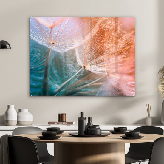 MuchoWow® Peinture sur Verre - Bloem - Pissenlit - Plante - 80x60 cm - Peintures sur Verre Acrylique - Photo sur Glas