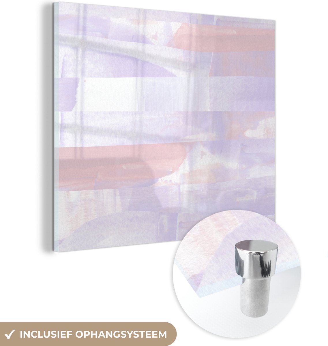 MuchoWow® Glasschilderij 20x20 cm - Schilderij acrylglas - Pastel - Verf - Design - Foto op glas - Schilderijen