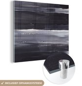 MuchoWow® Glasschilderij 90x90 cm - Schilderij acrylglas - Verf - Abstract - Zwart - Foto op glas - Schilderijen