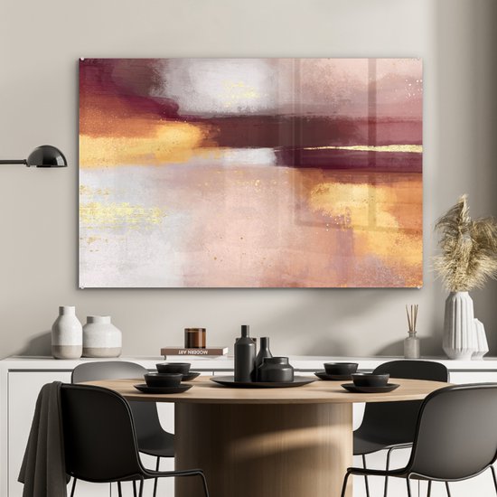 MuchoWow® Peinture sur verre 120x80 cm - Peinture sur verre acrylique - Peinture - Abstrait - Pastel - Photo sur verre - Peintures