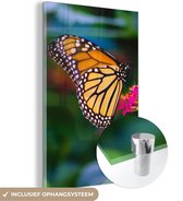 MuchoWow® Glasschilderij 60x90 cm - Schilderij acrylglas - Vlinders - Bloem - Natuur - Foto op glas - Schilderijen