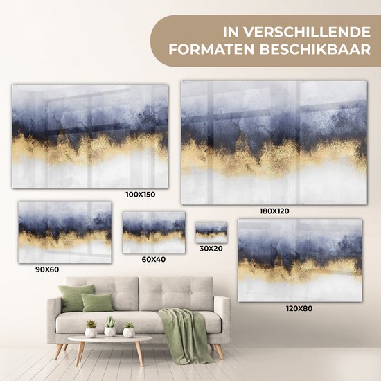 MuchoWow® Peinture sur verre 180x120 cm - Peinture sur verre acrylique - Abstrait - Or - Luxe - Photo sur verre - Peintures