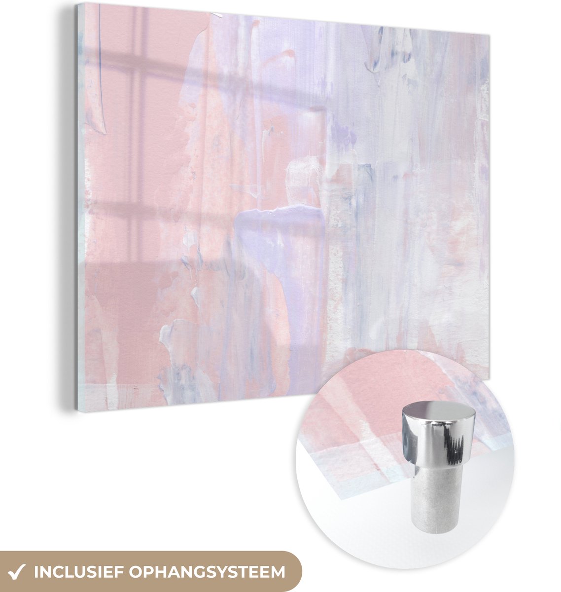 MuchoWow® Glasschilderij 40x30 cm - Schilderij acrylglas - Verf - Pastel - Design - Foto o