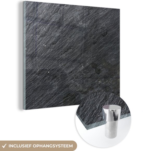 MuchoWow® Peinture sur verre 90x90 cm - Peinture sur verre acrylique - Natuursteen - Industriel - Ardoise - Structure - Grijs - Photo sur verre - Peintures