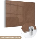 MuchoWow® Glasschilderij 120x80 cm - Schilderij acrylglas - Leer - Bruin - Dieren - Foto op glas - Schilderijen