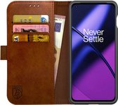 Rosso Element Book Case Wallet Hoesje Geschikt voor OnePlus 11 | Portemonnee | 3 Pasjes | Magneetsluiting | Stand Functie | Bruin
