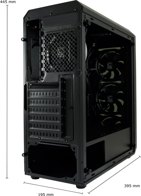 LC-POWER® Quad-Luxx Midi Tower ATX PC Case - Computer Behuizing - 4 RGB Case Fans - Game PC - Gehard Glas - Zwart - Lc-Power