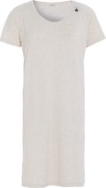 Knit Factory Lily Jurk - Dames midi-jurk met ronde hals - Rechte jurk - Korte mouwen - Jurk voor het voorjaar en de zomer - Beige - XL