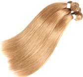 Braziliaanse Remy weave - 14 inch steil real human hair extensions - kleur Honing blonde bunndel 1 stuk- bundel menselijke haren