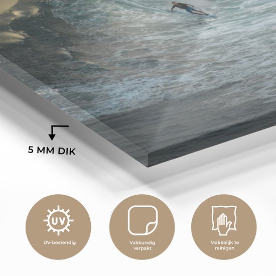 Peinture sur verre - Surfer sur les grosses vagues - 180x120 cm - Peintures en plexiglas