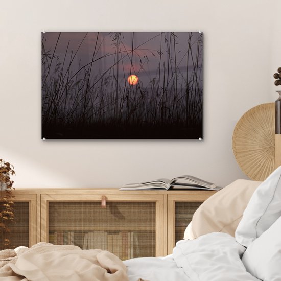 MuchoWow® Peinture sur verre 60x40 cm - Peinture sur verre acrylique - Le coucher de soleil à Emas - Photo sur verre - Peintures