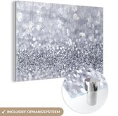 MuchoWow® Glasschilderij 180x120 cm - Schilderij acrylglas - Zilveren glitters - Foto op glas - Schilderijen