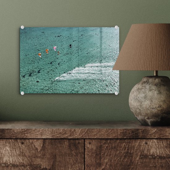 Peinture sur Verre - Gens Kitesurf sur l'Océan - 30x20 cm - Peintures sur Verre Peintures - Photo sur Glas