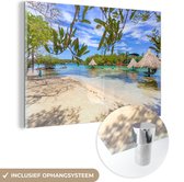 MuchoWow® Glasschilderij 30x20 cm - Schilderij acrylglas - Strand van de Baai-eilanden - Foto op glas - Schilderijen