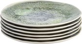 Lite-Body Chloe Ontbijtbord , Dessertbord - Set van 6 stuks - 20 cm - Stoneware - Groen reliëf