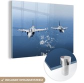 MuchoWow® Glasschilderij 90x60 cm - Schilderij acrylglas - Militaire vliegtuigen - Foto op glas - Schilderijen