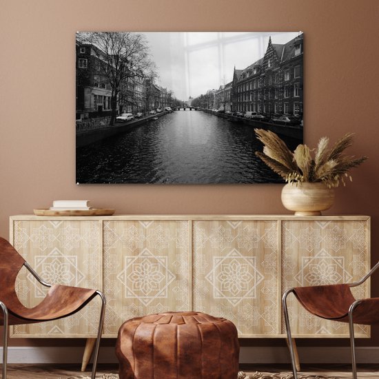 Peinture sur verre - Canal à Amsterdam - 120x80 cm - Peintures Plexiglas
