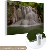 MuchoWow® Glasschilderij 90x60 cm - Schilderij acrylglas - Huaymaekamin waterval - Foto op glas - Schilderijen