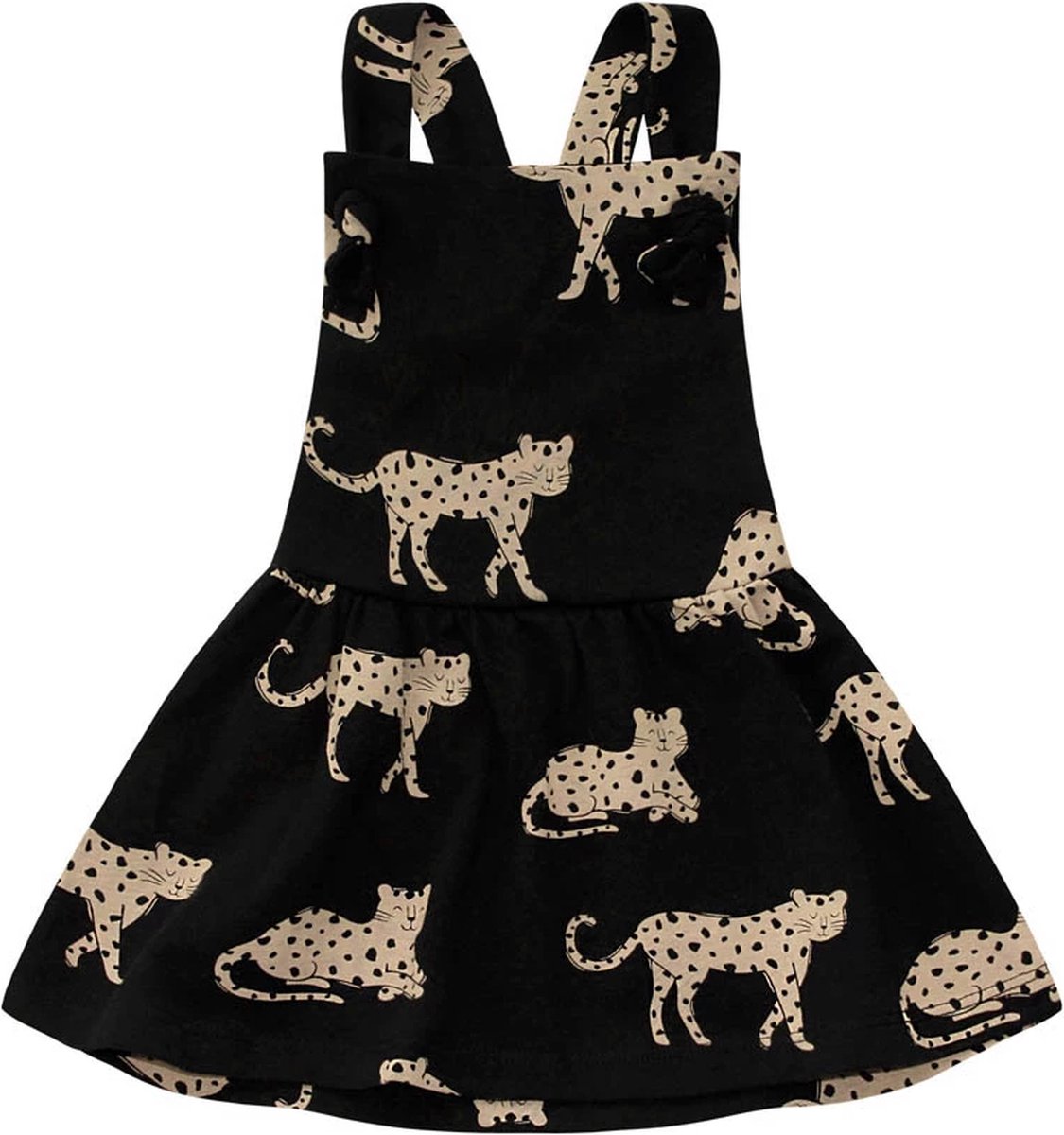 Your Wishes Wild Cheetahs Dungaree Dress - Salopette Jurk - Cheetah - Zwart - Maat 50/56