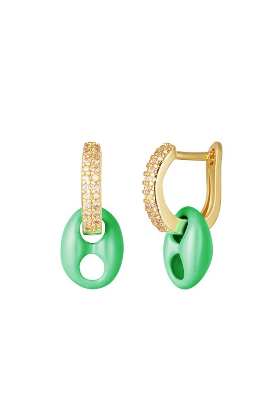 Shell earrings - gold - Groen- stainless steel| Oorbellen | Yehwang | Cadeau voor haar | Tieners | Moederdag