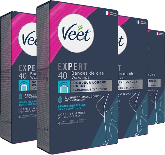 Veet - Expert - Bandes de cire froide - Jambes (sensibles) 40pcs - 4 pièces  - Pack... | bol.com