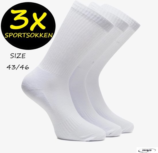 Sportsokken - 3 Paar - Wit - Maat 43/46 - 3 Pack - Sokken