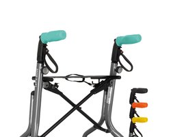 MyRollerSleeve opschuifbare ergonomische / anatomische handvatten voor rollator of rolstoel. Voorkomt pijnlijke handen met gelkussen. Personaliseerbaar: pimp rollator. Turquoise 21x6,5x9cm