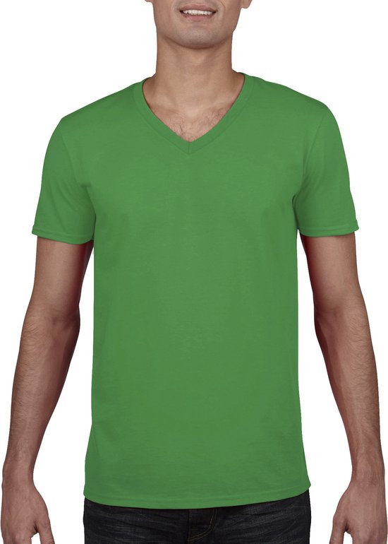 Herenshirt Softstyle® V-Neck merk Gildan Irish Green - L