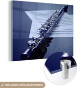 Peinture sur verre - Flûte avec touches sur partition - 120x90 cm - Peintures sur Verre Peintures - Photo sur Glas