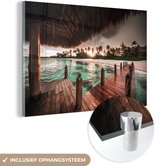 MuchoWow® Glasschilderij 120x80 cm - Schilderij acrylglas - Zonsondergang op Bora Bora - Foto op glas - Schilderijen
