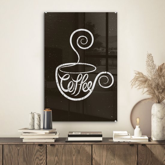 Peinture sur Verre - Café - Proverbes - Tableau Noir - 40x60 cm - Peintures sur Verre Peintures - Photo sur Glas