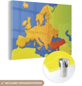 MuchoWow® Glasschilderij 160x120 cm - Schilderij acrylglas - Kaarten - Europa - Kleuren - Foto op glas - Schilderijen