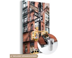 MuchoWow® Peinture sur Verre - Panneaux de Signalisation à New York - 80x120 cm - Peintures Acrylique - Photo sur Glas