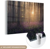 MuchoWow® Glasschilderij 180x120 cm - Schilderij acrylglas - Lente - Bloemen - Bos - Foto op glas - Schilderijen