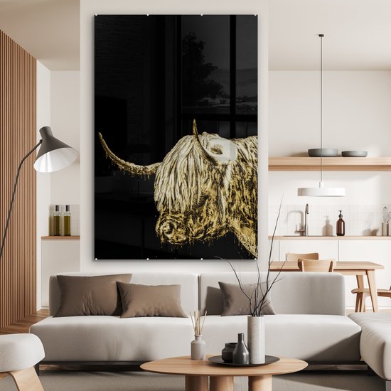 Peintures sur verre - Scottish Highlander - Zwart - Or - 100x150 cm - Peintures Plexiglas