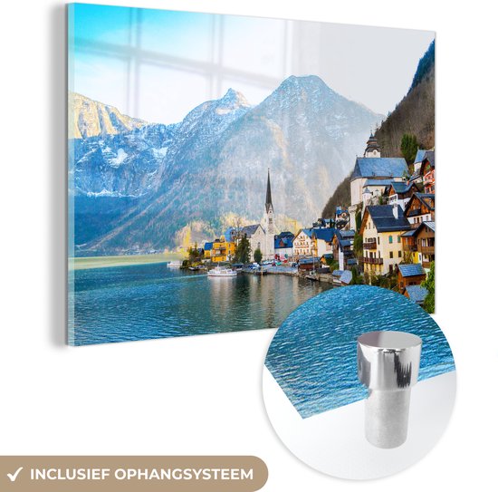 Glasschilderij - Hallstatt in Oostenrijk - Plexiglas Schilderijen