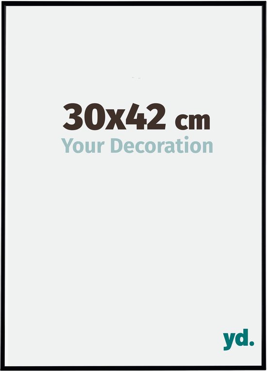 Zwarte fotolijst 30x42 cm met tekst 'Your Decoration' en 'yd.' logo.