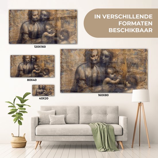 Peinture sur Verre - Marie à l'Enfant et Sainte Anne - Leonardo de Vinci - 160x80 cm - Peintures sur Verre Peintures - Photo sur Glas