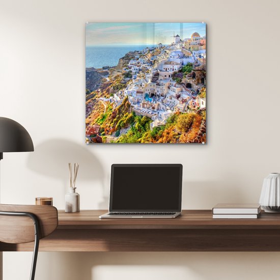 Peinture sur Verre - Montagnes de Santorin Grèce - 50x50 cm - Peintures sur Verre Peintures - Photo sur Glas