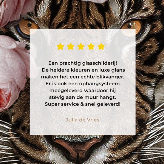 Peinture sur Verre - Tigre - Fleurs - Roses - 160x120 cm - Peintures sur Verre Peintures - Photo sur Glas