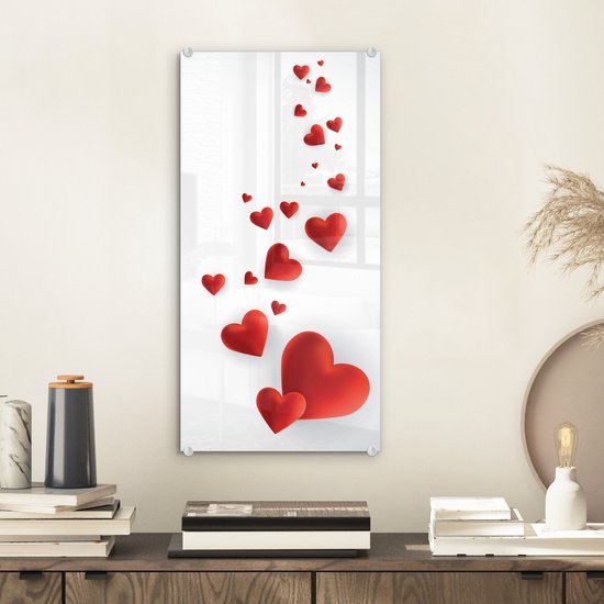 Peinture sur verre - un chemin de coeurs - 20x40 cm - Peintures sur Verre Peintures - Photo sur Glas