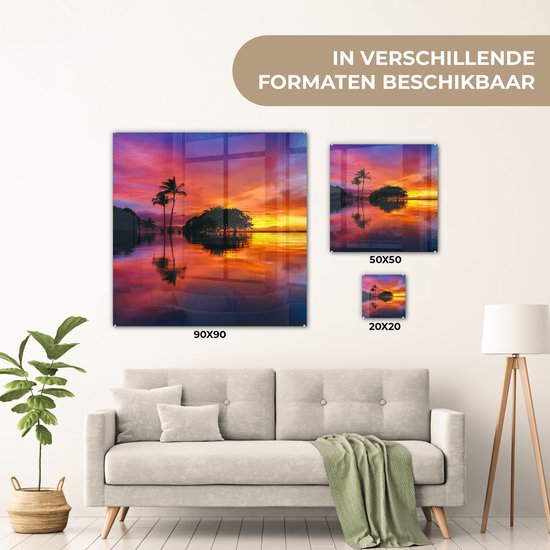 Peinture sur Verre - Un coucher de soleil coloré à Wailea Beach à Hawaï - 20x20 cm - Peintures sur Verre Peintures - Photo sur Glas