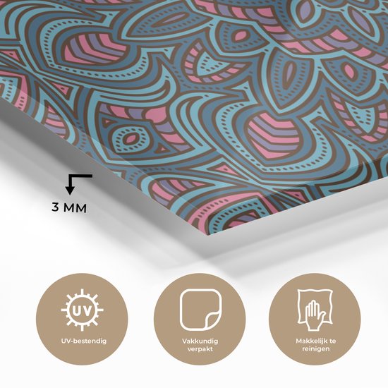 MuchoWow® Peinture sur Verre - Mandala avec Formes de la Nature - 40x20 cm - Peintures sur Verre Acrylique - Photo sur Glas