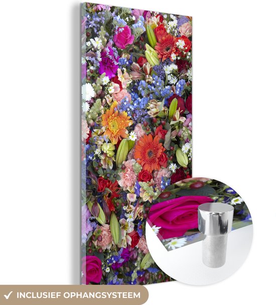 MuchoWow® Peinture sur verre 40x80 cm - Peinture sur verre acrylique - Un motif floral aux couleurs vives - Photo sur verre - Peintures